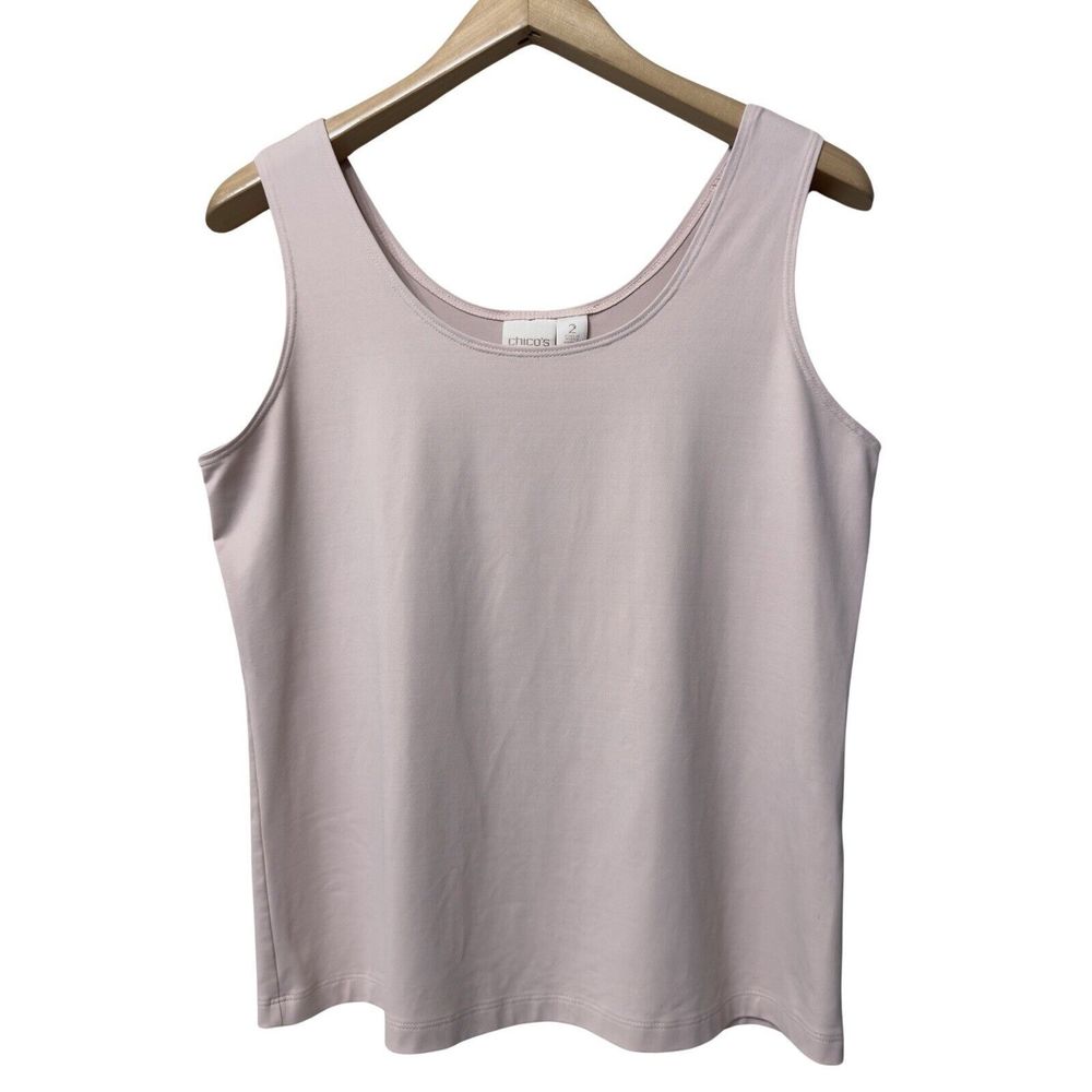 CHICO'S Womens Size 2 Large Scoop Neck Pullover Camisole Tank Top Tan Spandex